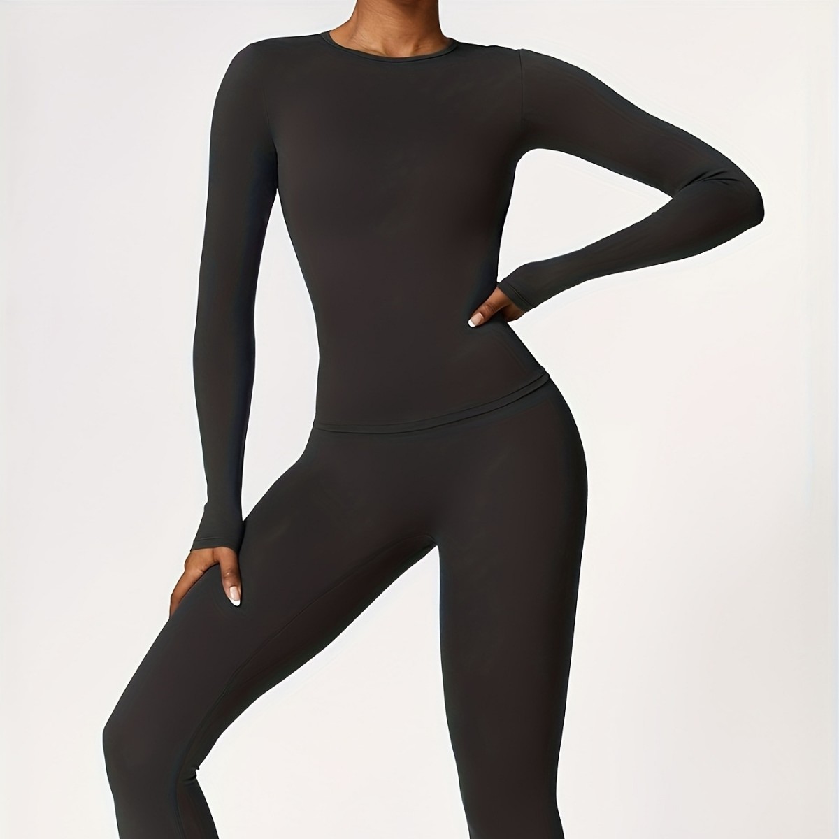 Winter Clothing Women'S - Eng anliegender Yoga-Anzug, schlanker, langärmeliger Outdoor-Laufsport-Fitnessanzug,