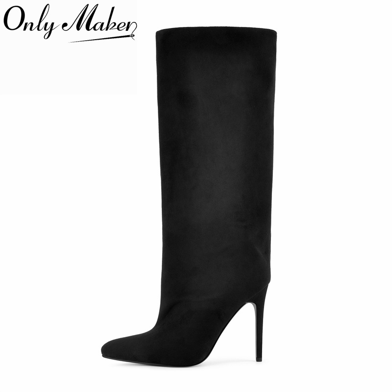 Winter Clothing Women'S - Onlymaker Schwarze kniehohe Stiefel aus Wildlederimitat