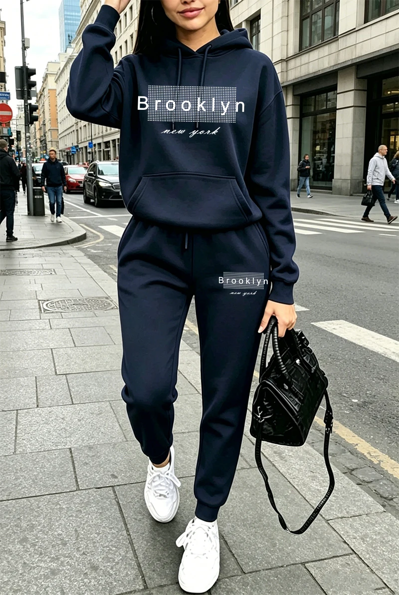 Winter Clothing Women'S - Damen-Trainingsanzug mit Aufdruck, Lässiger Hoodie, Sweatshirts