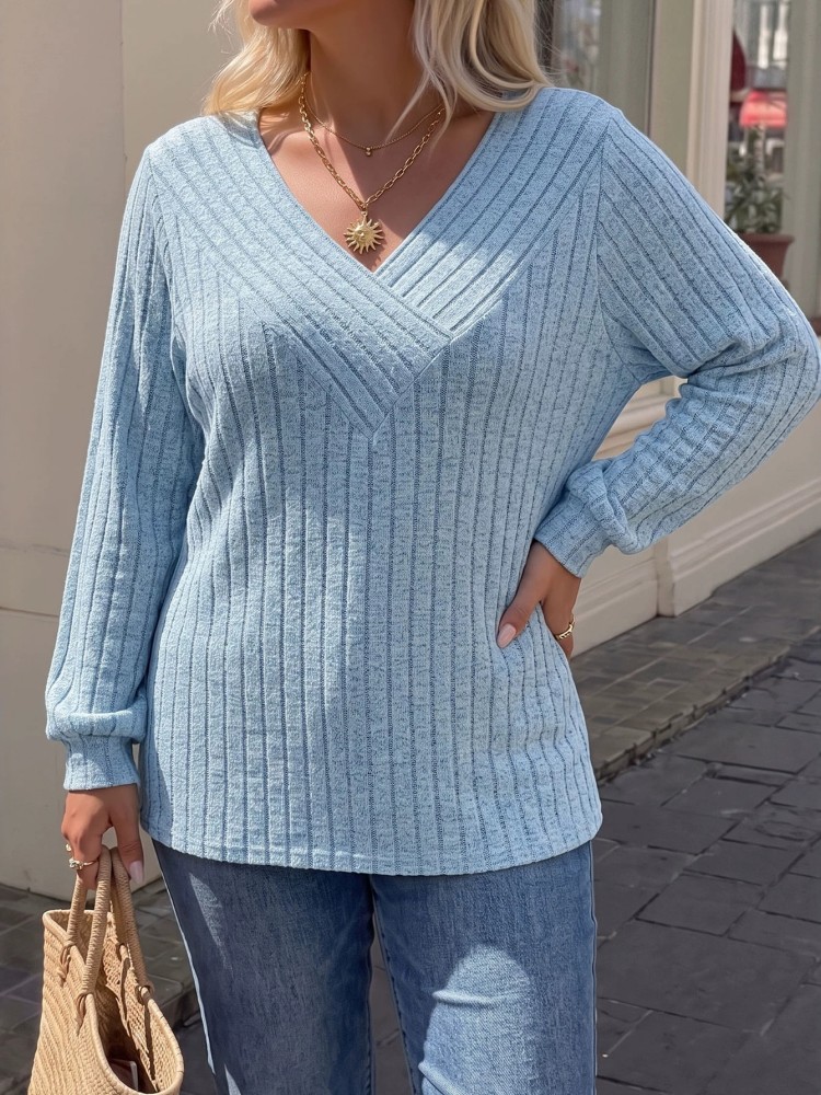 Winter Clothing Plus Size - Damen Übergröße L-3XL Lässiger Gestrickter Langarm-Pullover