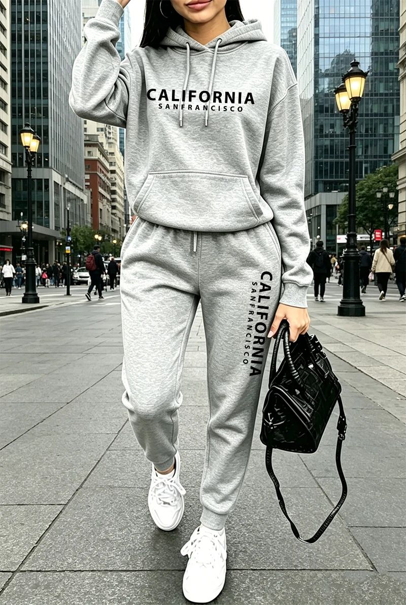 Winter Clothing Women'S - Hochwertiger Damen-Trainingsanzug mit Aufdruck, Lässiger Hoodie,