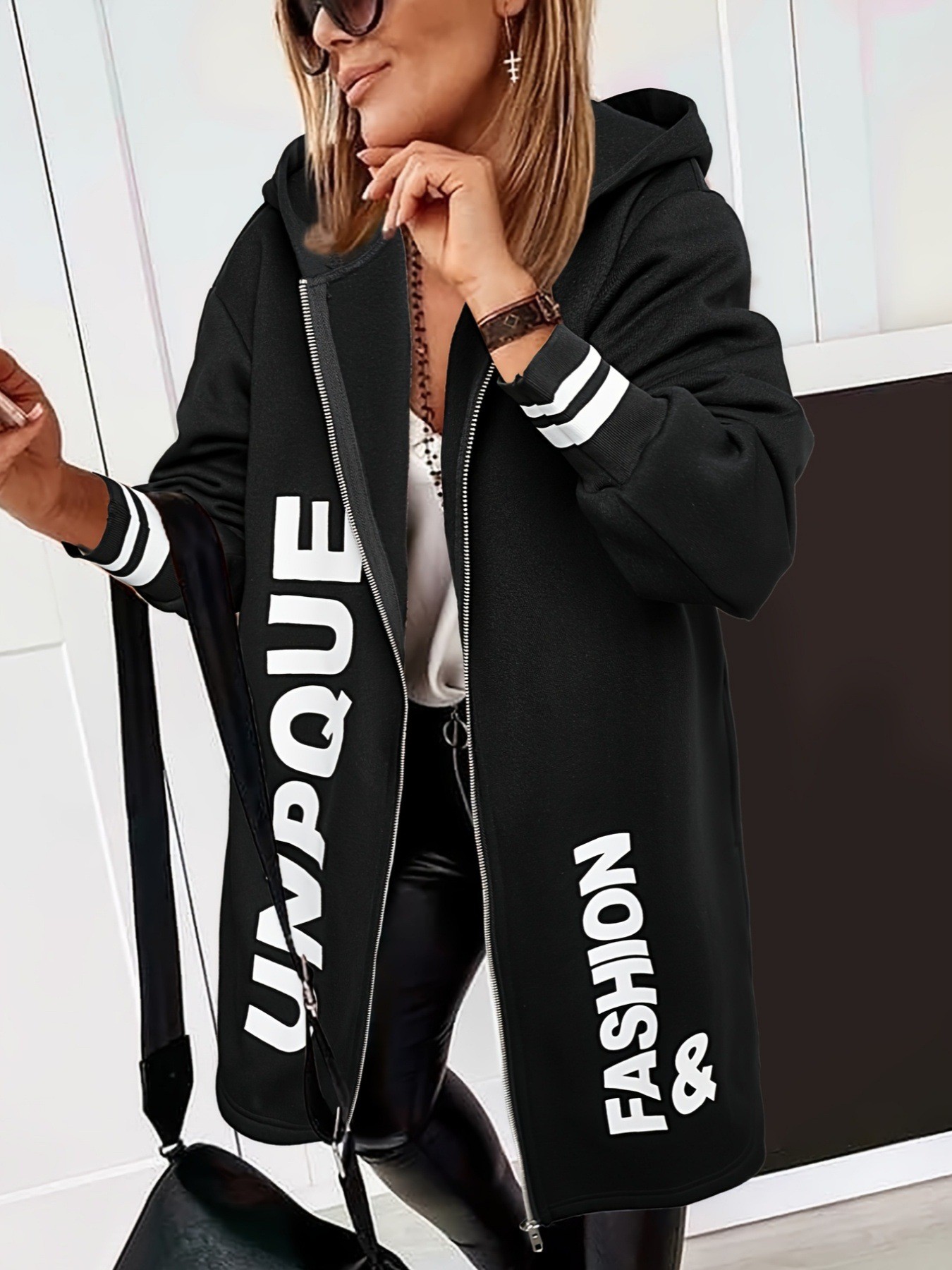 Winter Clothing Types - Herbst Winter Damenkleidung Buchstaben-Print Vorderseite Langarm
